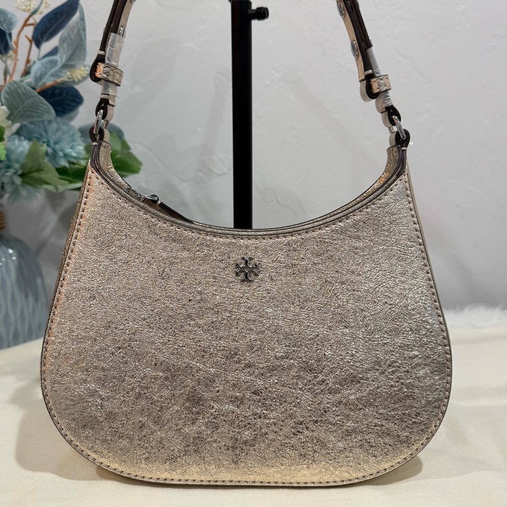 NWT✨Tory Burch Emerson Metallic Champagne Shoulder Bag - Picture 5 of 17
